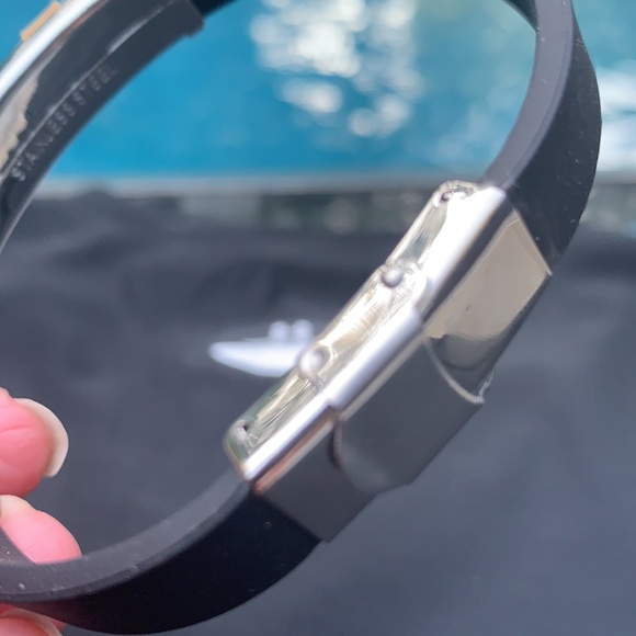 New Stainless Steel Rubber Two Tone Bracelet - Picture 4 of 5